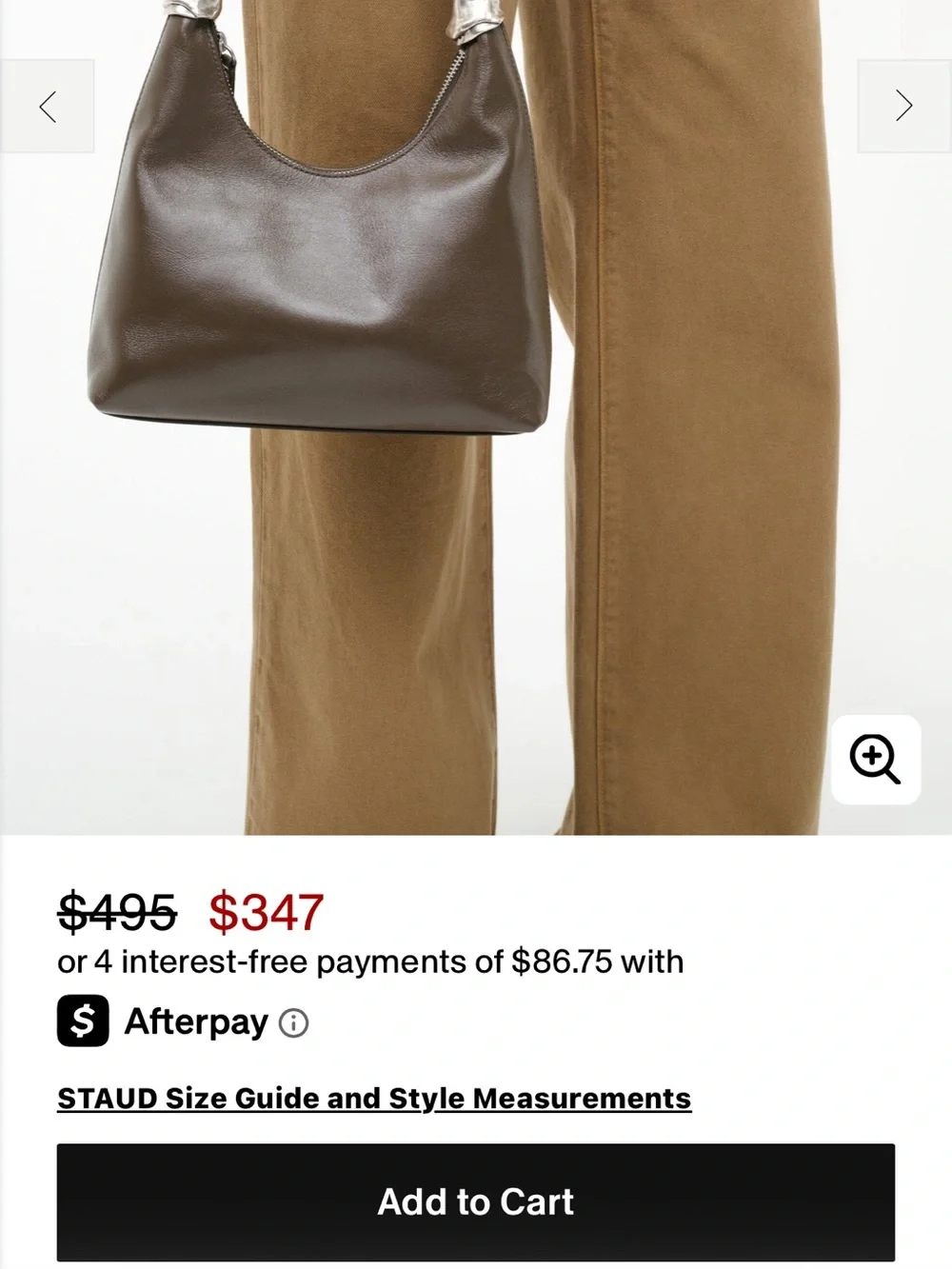 STAUD Olive Green Leather Knotted-Handle Hobo with Silver Accents